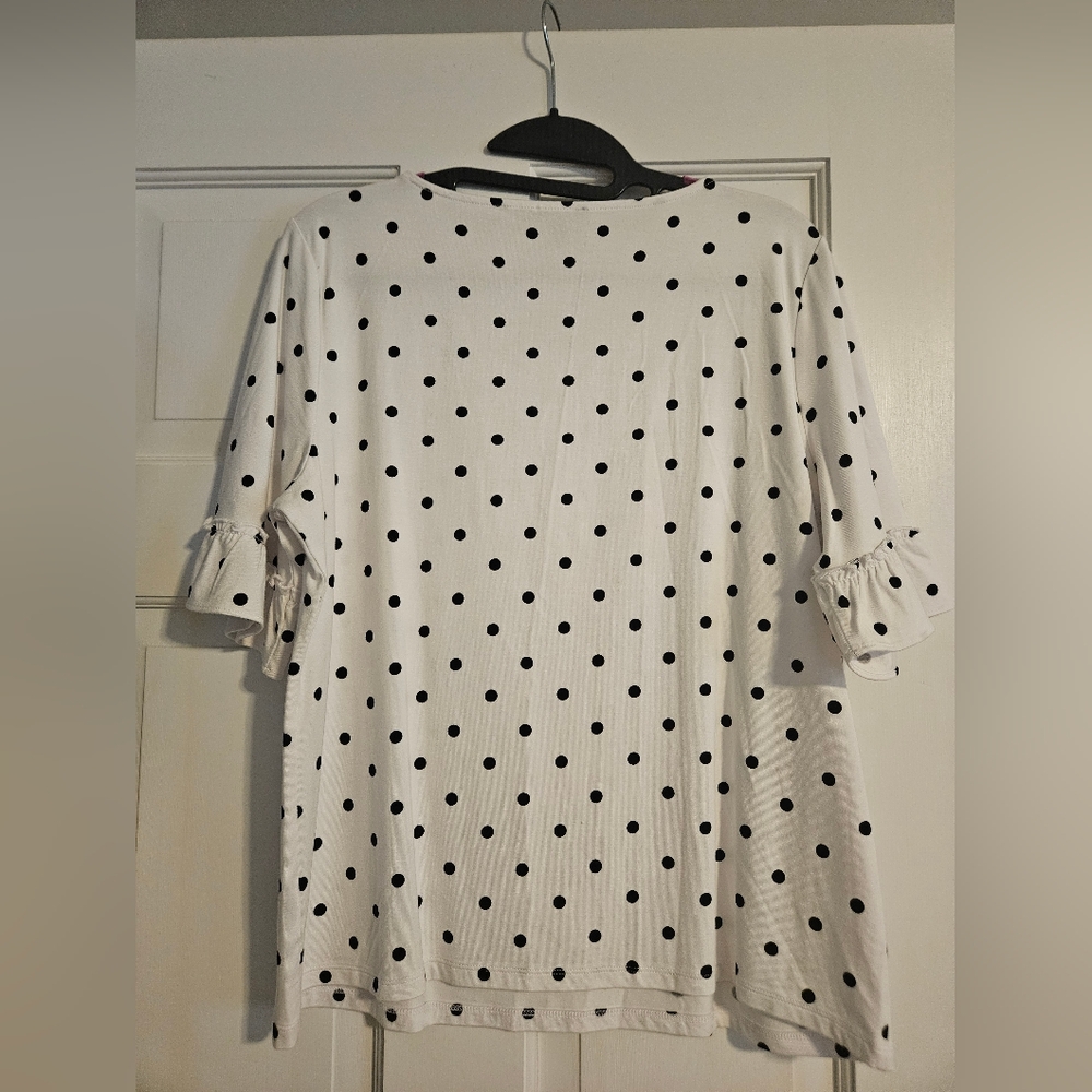 Talbots Polkadot Ruffle Sleeve Top - Picture 3 of 4